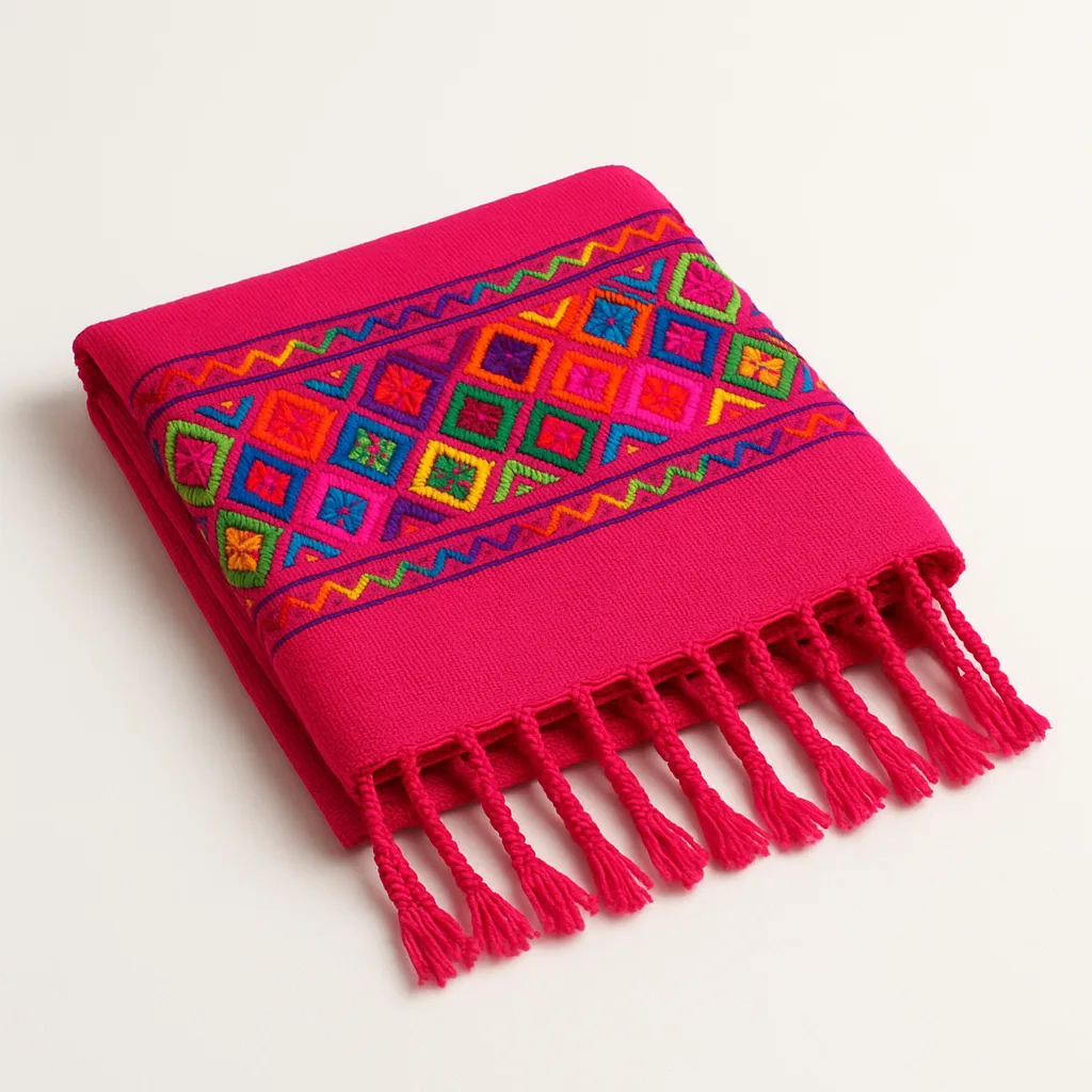 Rebozo Rosa Mexicano Bordado a Mano