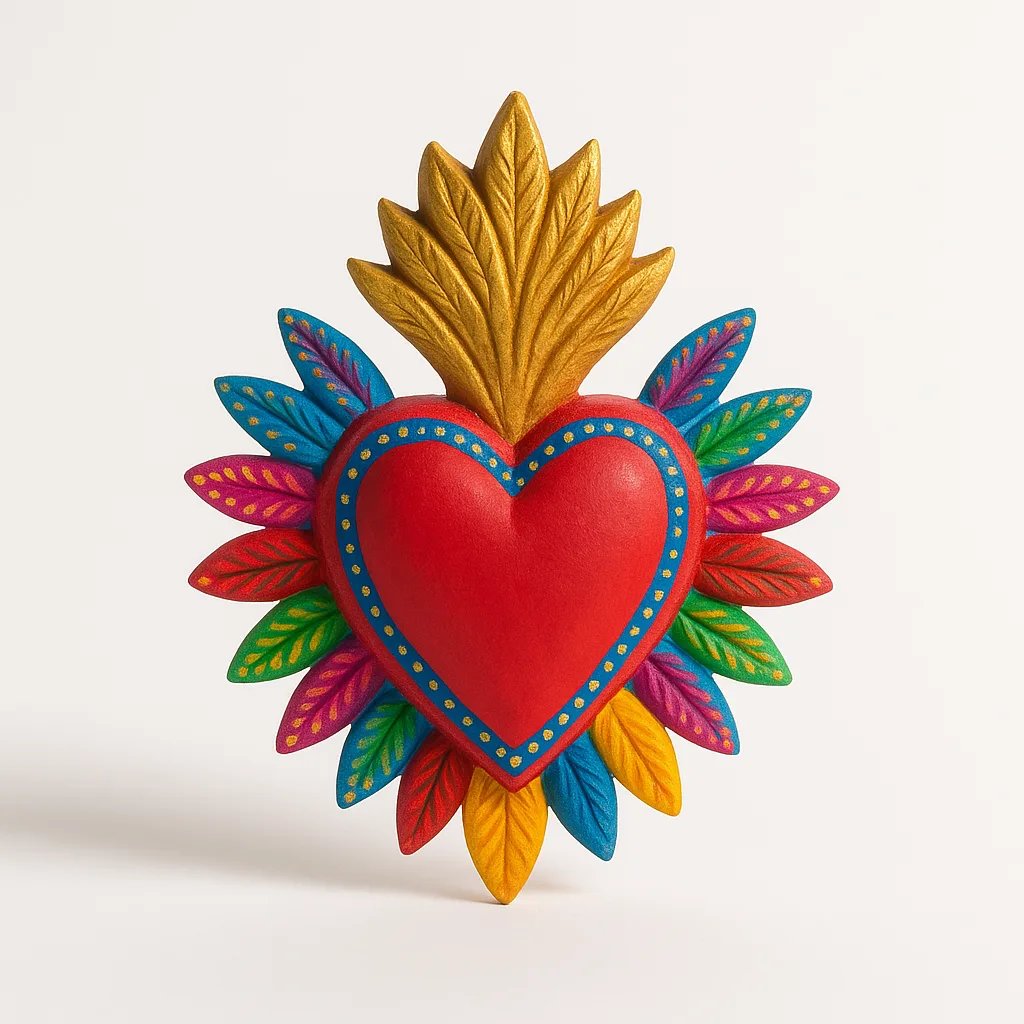 Corazón Sagrado Decorativo Pintado a Mano